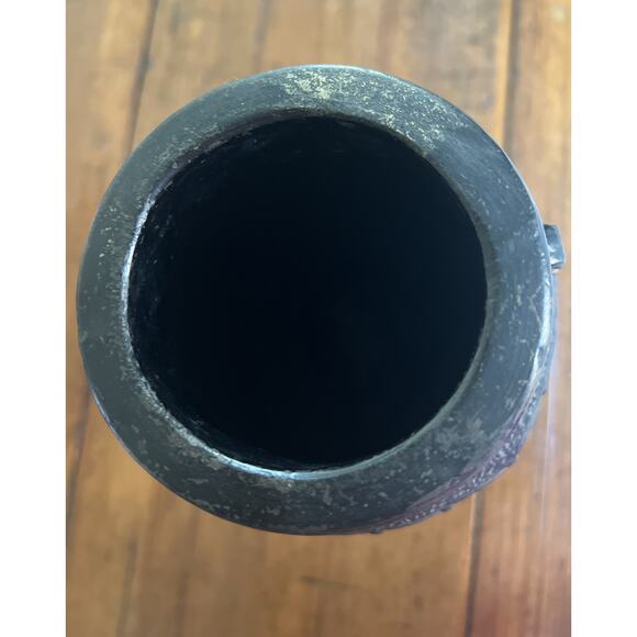 Vintage Japanese Tokanabe Textured Black Pottery 10" Tall Art Nouveau 1923 - Picture 4 of 5